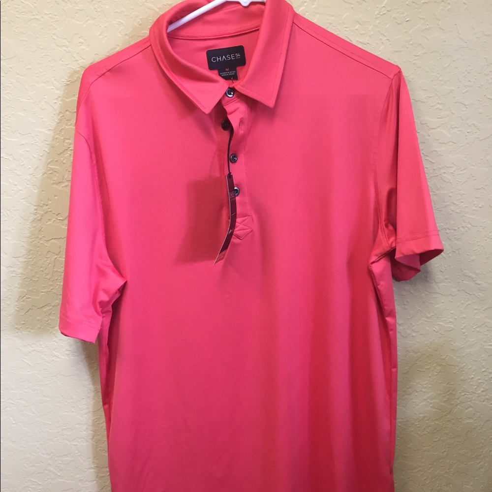 NWT Medium pinkish orangish chase54 golf polo